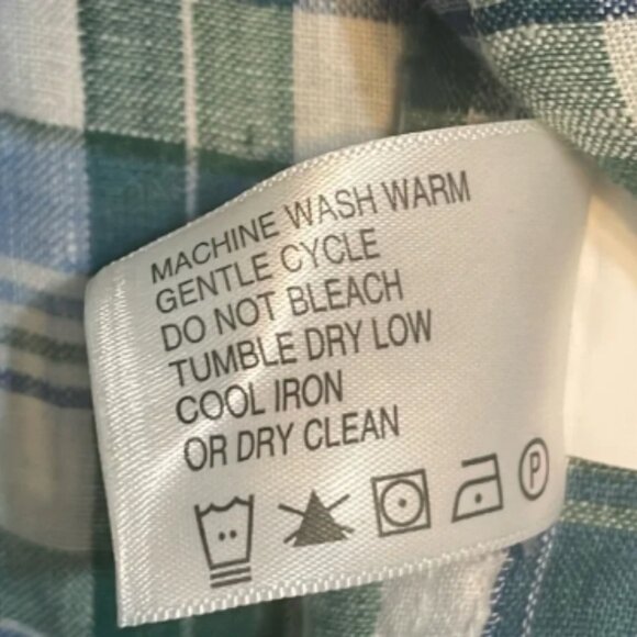 Orvis 100% Linen Button Down Shirt Men’s Sz L Plaid Tropical Beach Resort Pool - Picture 5 of 8